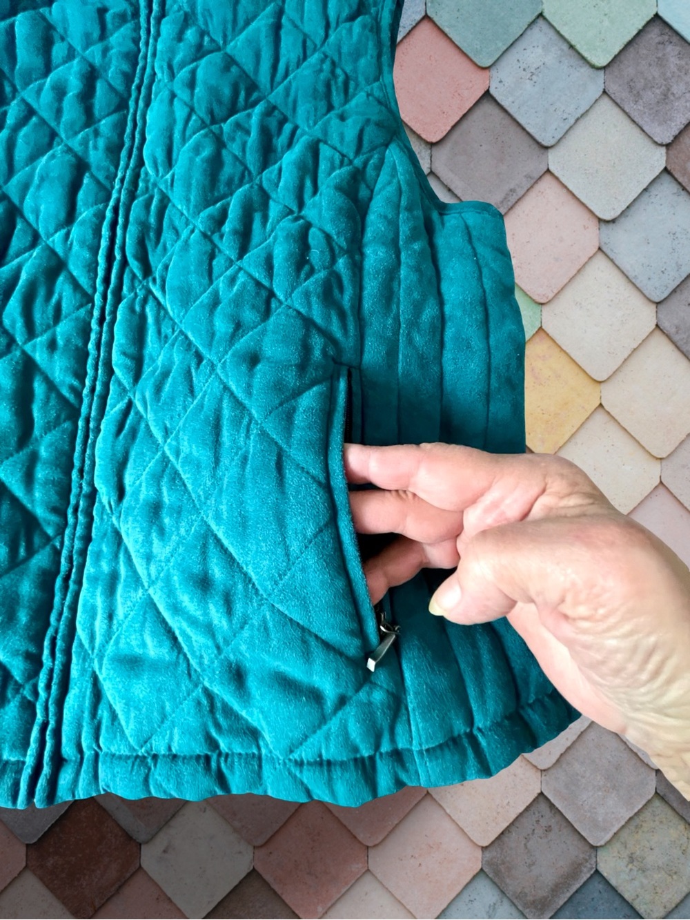 Croft & Barrow Teal Full Zip Quilted Vest SzXLPetite with Pockets - Picture 6 of 9
